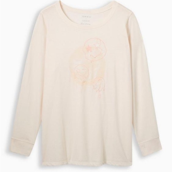 Torrid Embroidered Pink Smiley Face Tee - New - Size 2 (18/20) - Picture 1 of 5